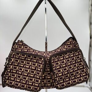 Bally Vintage Monogram Shoulder Bag Y2K Designer Purse Italian Leather